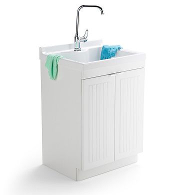 Simpli Home Murphy All-In-One 24-in. Laundry Sink and Cabinet