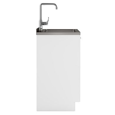 Simpli Home Murphy All-In-One 24-in. Laundry Sink and Cabinet