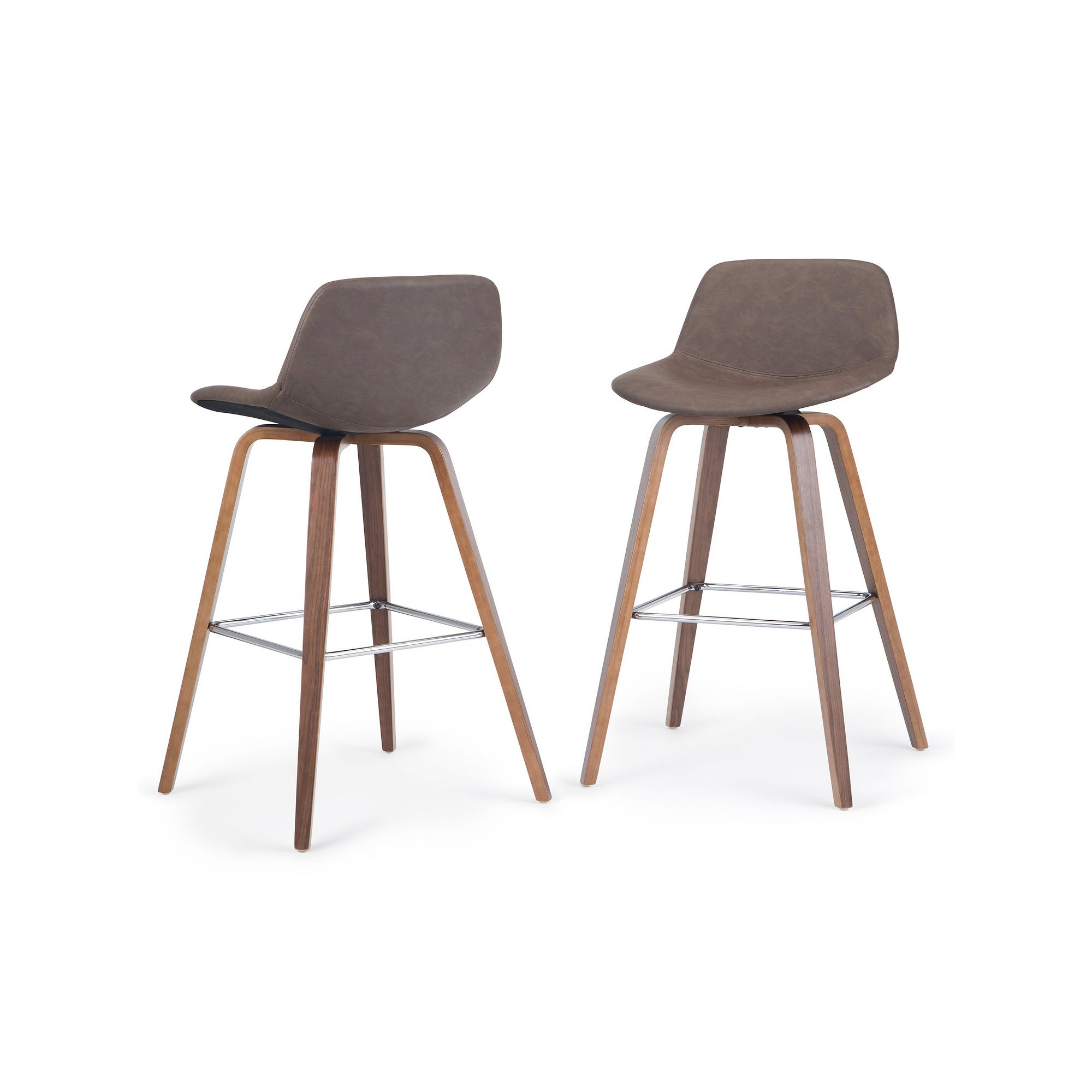 Simpli Home 2-piece Randolph Bentwood Counter Stool Set, Brown Brown