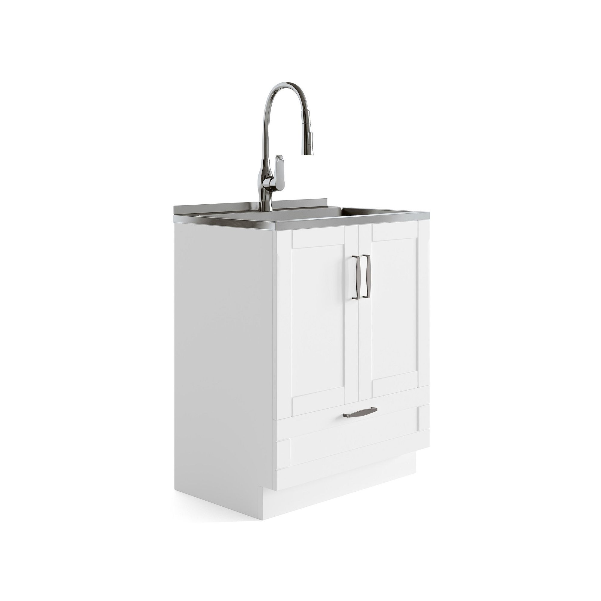Reed All-In-One 24-in. Laundry Utility Sink and Cabinet, Pure White
