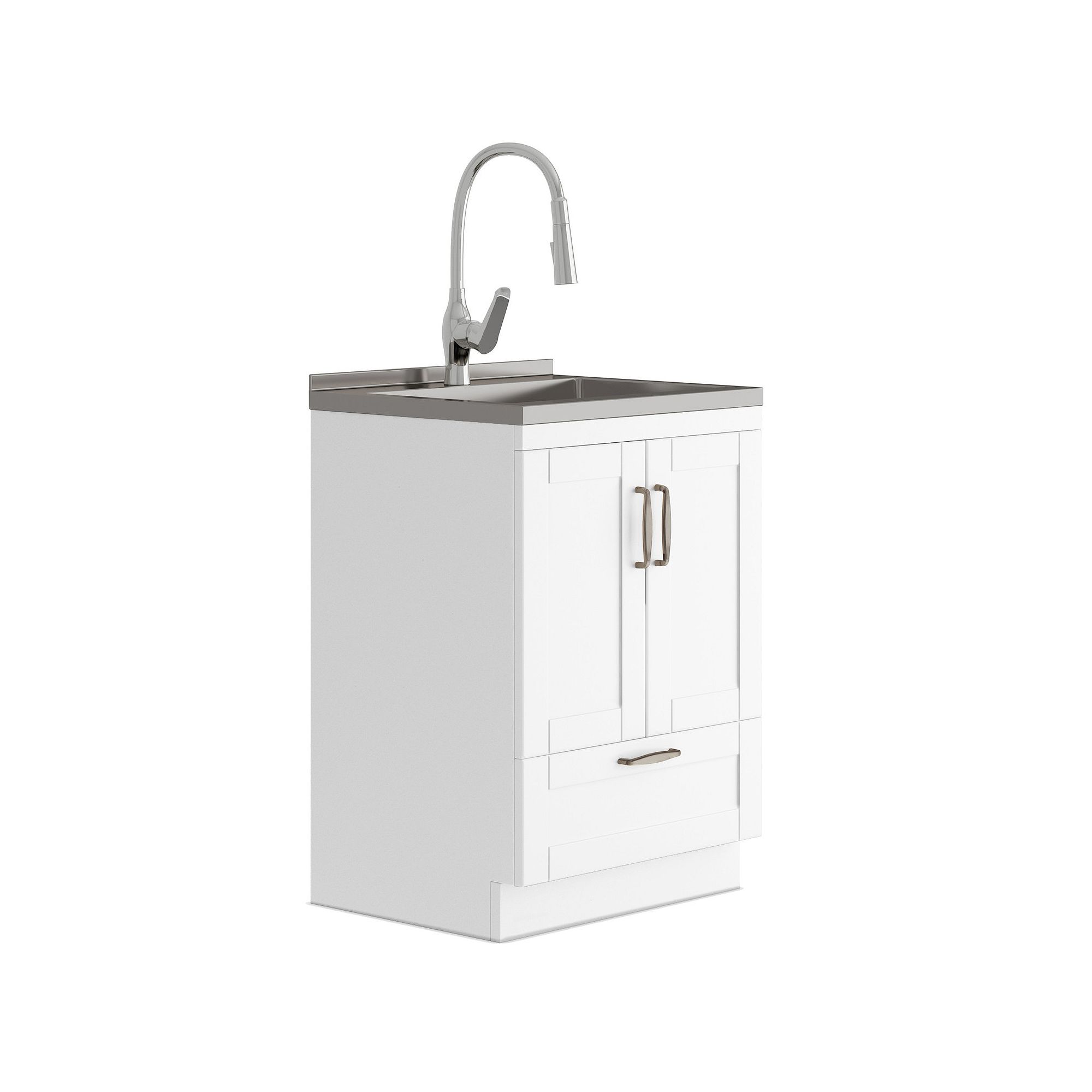 Reed All-In-One 24-in. Laundry Utility Sink and Cabinet, White