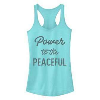 Juniors' "Power to the Peaceful" Graphic Tank Top