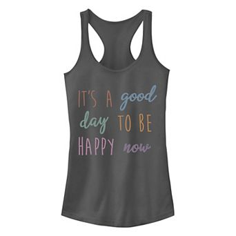 Juniors' Good Day To Be Happy Graphic Tank Top