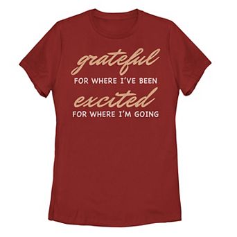 Juniors' Grateful & Excited Graphic Tee