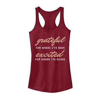 Juniors' Grateful & Excited Graphic Tank Top