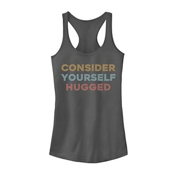 Juniors' Hugged Text Stack Tank Top