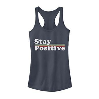 Juniors' "Stay Positive" Rainbow Graphic Tank Top