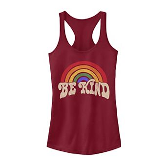 Juniors' "Be Kind" Retro Rainbow Graphic Tank Top