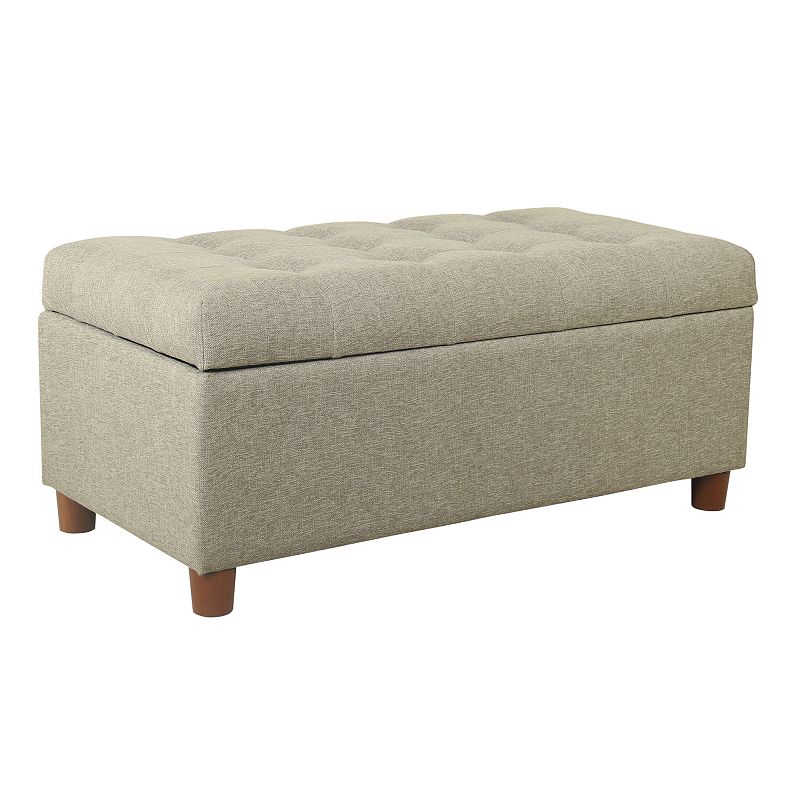 HomePop Tufted Storage Bench Ottoman, Grey