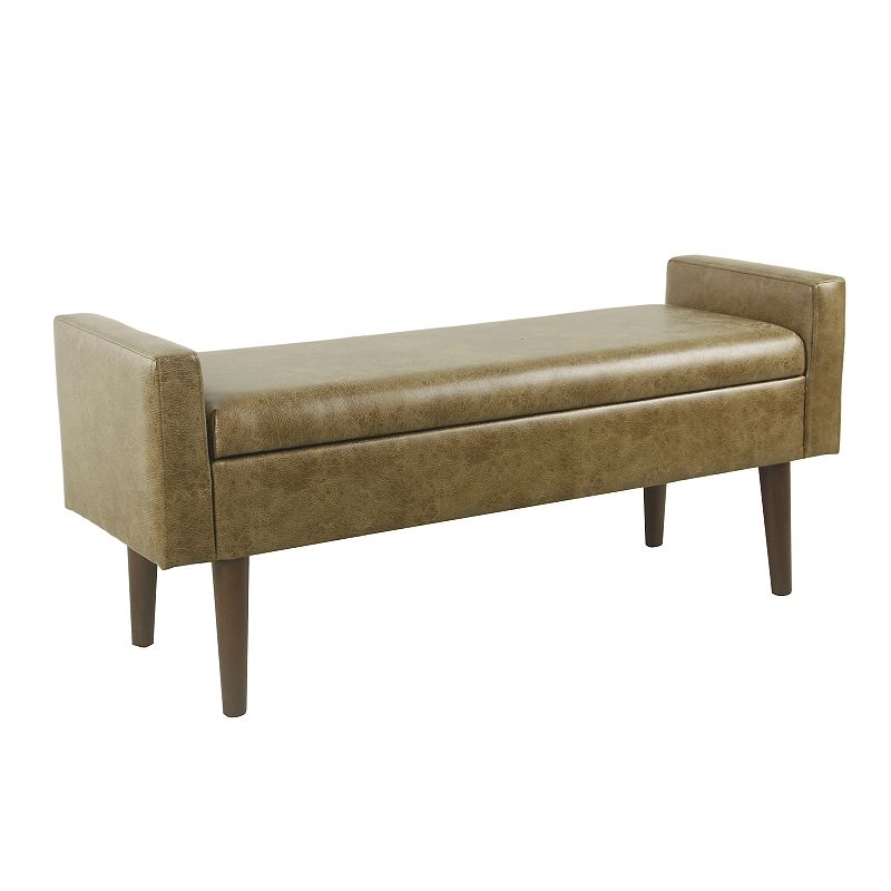 HomePop Fulton Storage Bench, Brown