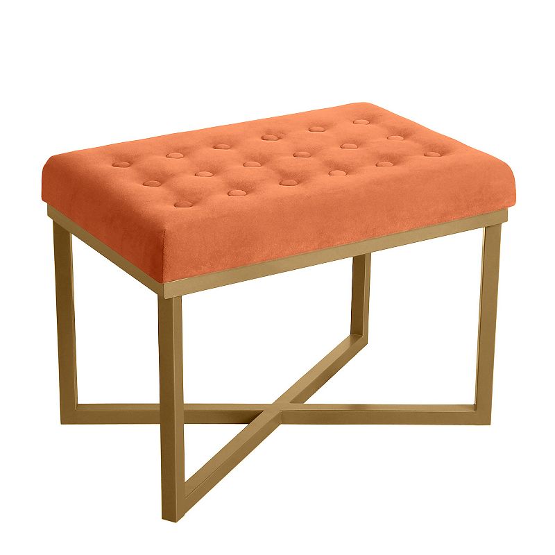 HomePop Velvet Tufted Bench, Orange