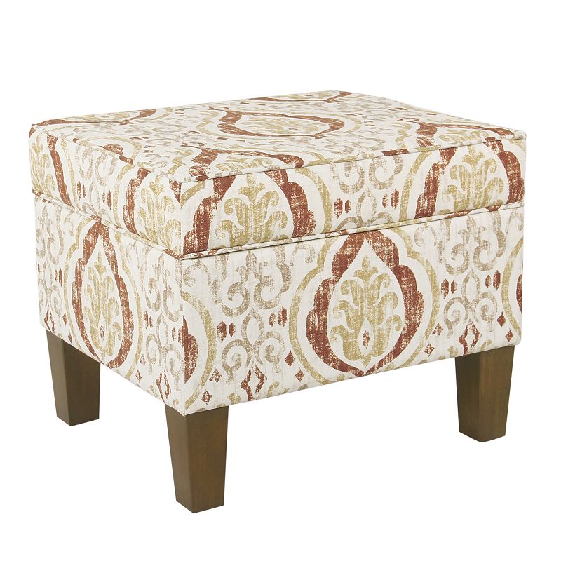 HomePop Medallion Square Ottoman, Orange