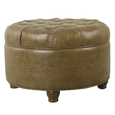 HomePop Large Tufted Round Storage Ottoman