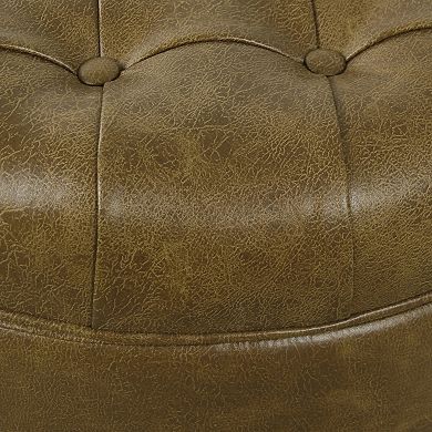 HomePop Large Tufted Round Storage Ottoman