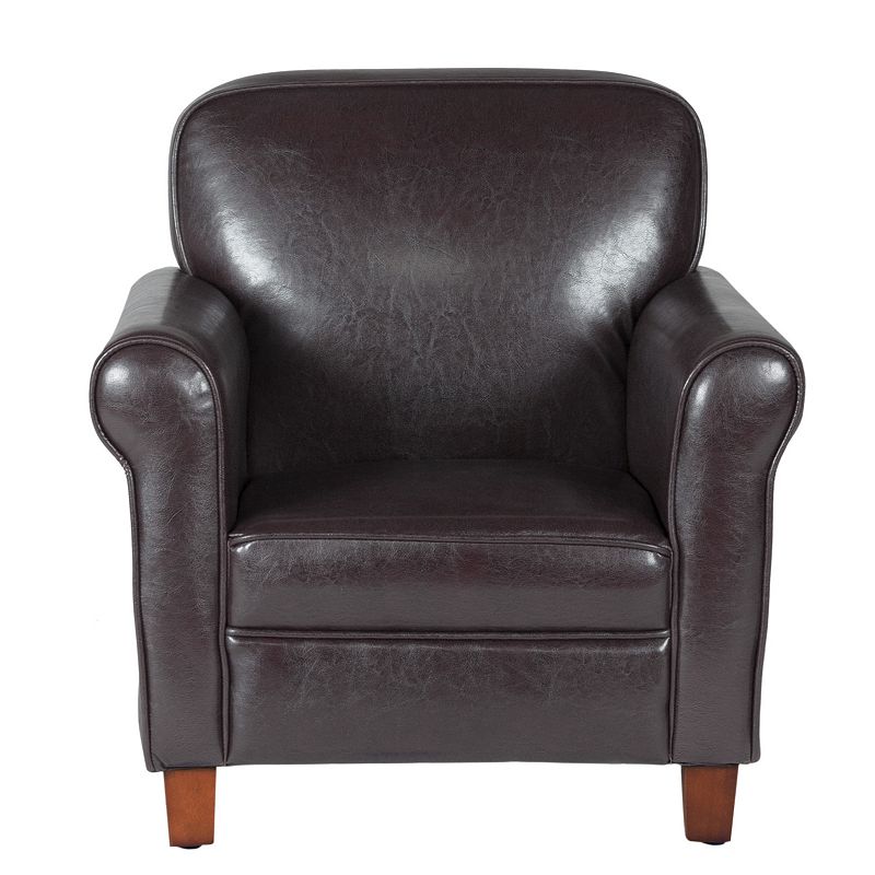 Kids HomePop Faux Leather Arm Chair, Brown
