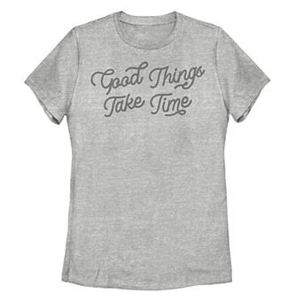 Juniors' "Good Things Take Time" Script Tee