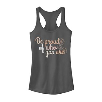Juniors' "Be Proud Of Who You Are" Script Stack Tank Top