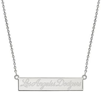 LogoArt Sterling Silver Los Angeles Dodgers Small Bar Necklace