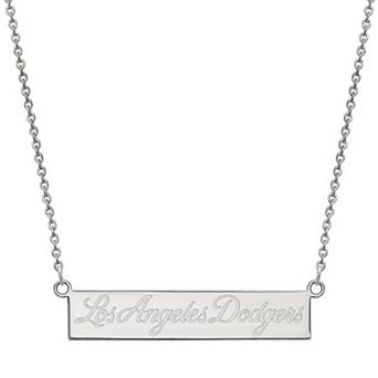 LogoArt Sterling Silver Los Angeles Dodgers Small Bar Necklace