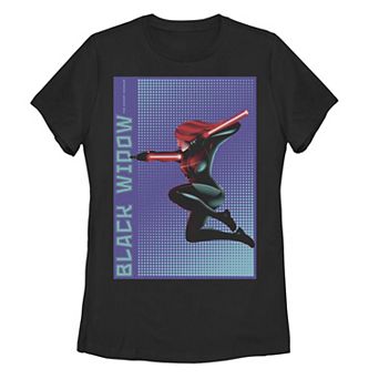Juniors' Marvel Black Widow Halftone Pop Art Poster Tee