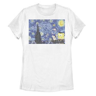 Juniors' SpongeBob SquarePants Starry Night Painting Tee