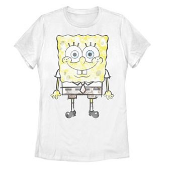 Juniors' SpongeBob SquarePants Bob Paint Watercolor Logo Tee