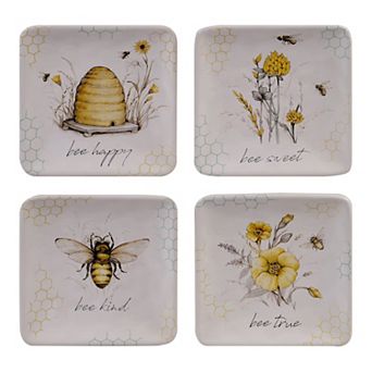 Certified International Bee Sweet 4 pc Canape Plate Set