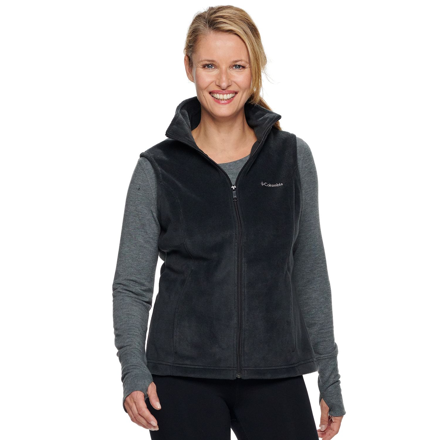 women's black columbia fleece vest