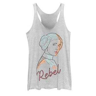 Juniors' Star Wars Princess Leia Color Pop Line Art Tank Top