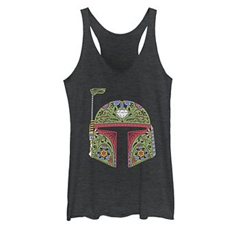 Juniors' Star Wars Boba Fett Sugar Skull Helmet Tank Top
