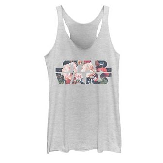 Juniors' Star Wars Antique Flower Print Logo Tank Top