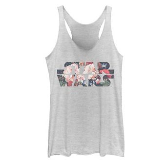 Juniors' Star Wars Antique Flower Print Logo Tank Top