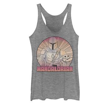 Juniors' Star Wars The Mandalorian The Child Gradient Line Art Tank Top