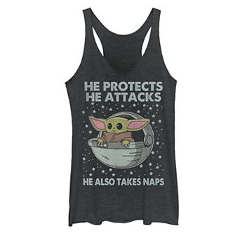 Juniors' Star Wars The Mandalorian The Child He Also Takes Naps Tank Top
