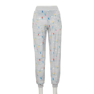 Juniors Holiday Lights Fuzzy Jogger Pants