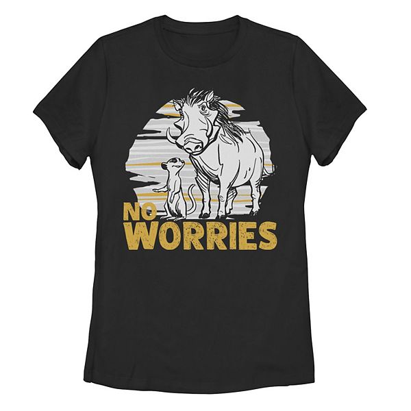 Juniors' Disney's The Lion King Live Action Timon Pumbaa No Worries Tee