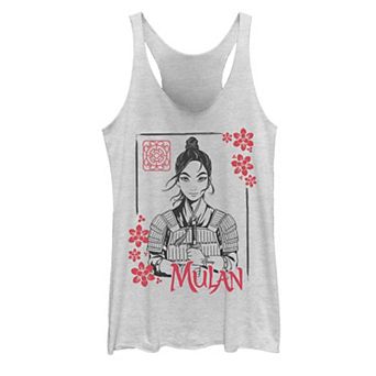 Disney's Mulan Live Action Floral Ink Portrait Juniors' Tank Top