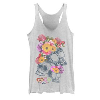 Juniors' Disney / Pixar's Coco Calaveras Floral Skulls Tank Top