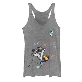 Juniors' Disney's Pocahontas Meeko Flit Colorful Leafs Fall Tank Top
