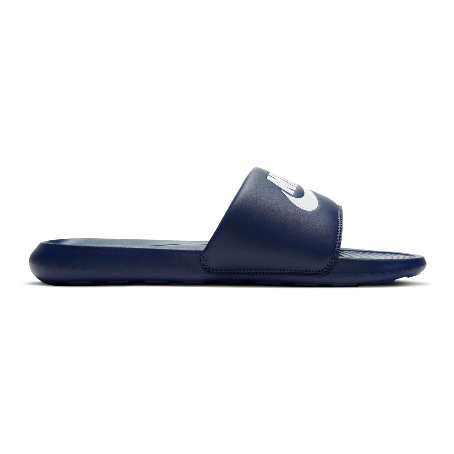 navy blue nike slides