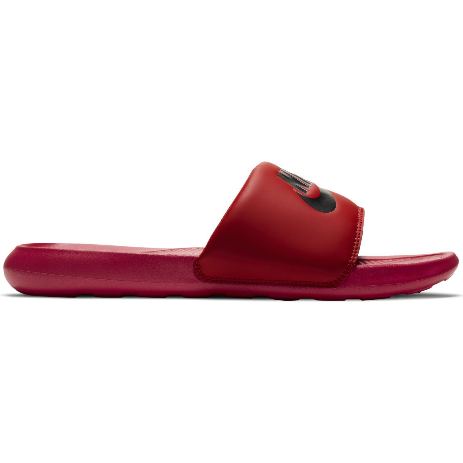 red and gold nike flip flops