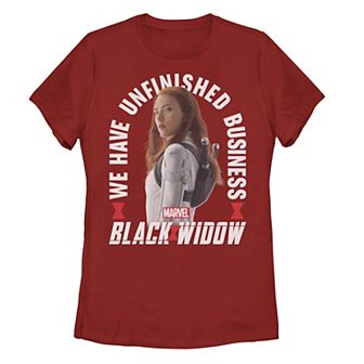 Juniors' Marvel Black Widow Unfinished Business Portrait Tee