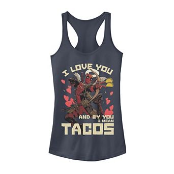 Juniors' Marvel Deadpool Cupid Love For Tacos Tank Top