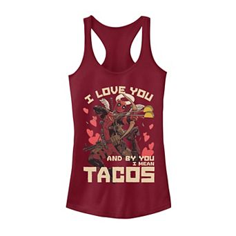Juniors' Marvel Deadpool Cupid Love For Tacos Tank Top