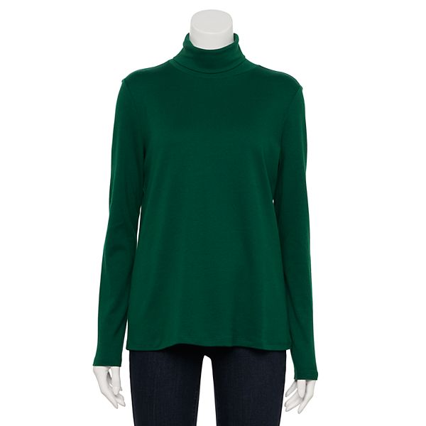 Women's Croft & Barrow® Long Sleeve Turtleneck - Green (LARGE) – BrickSeek