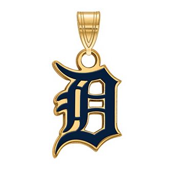 LogoArt Sterling Silver Detroit Tigers Small Blue Enameled Pendant