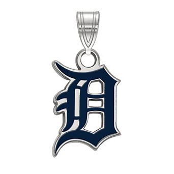 LogoArt Sterling Silver Detroit Tigers Small Blue Enameled Pendant