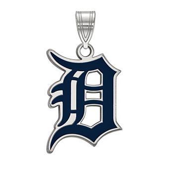 LogoArt Sterling Silver 14k Gold-Plated Detroit Tigers Large Blue Enameled Pendant