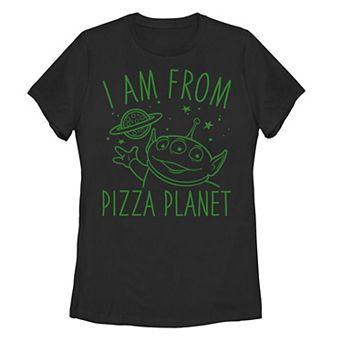 Juniors' Disney/Pixar Toy Story Neon Green Aliens Pizza Planet Tee