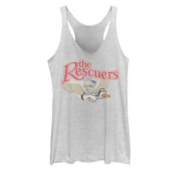 Juniors' Disney's The Rescuers Flying Distressed Classic Logo Tank Top
